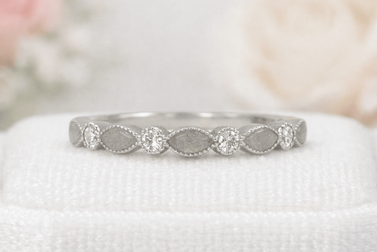 Devotion Marquise Eternity Ring made from solid silver, personalised with cremation ash keepsake stones