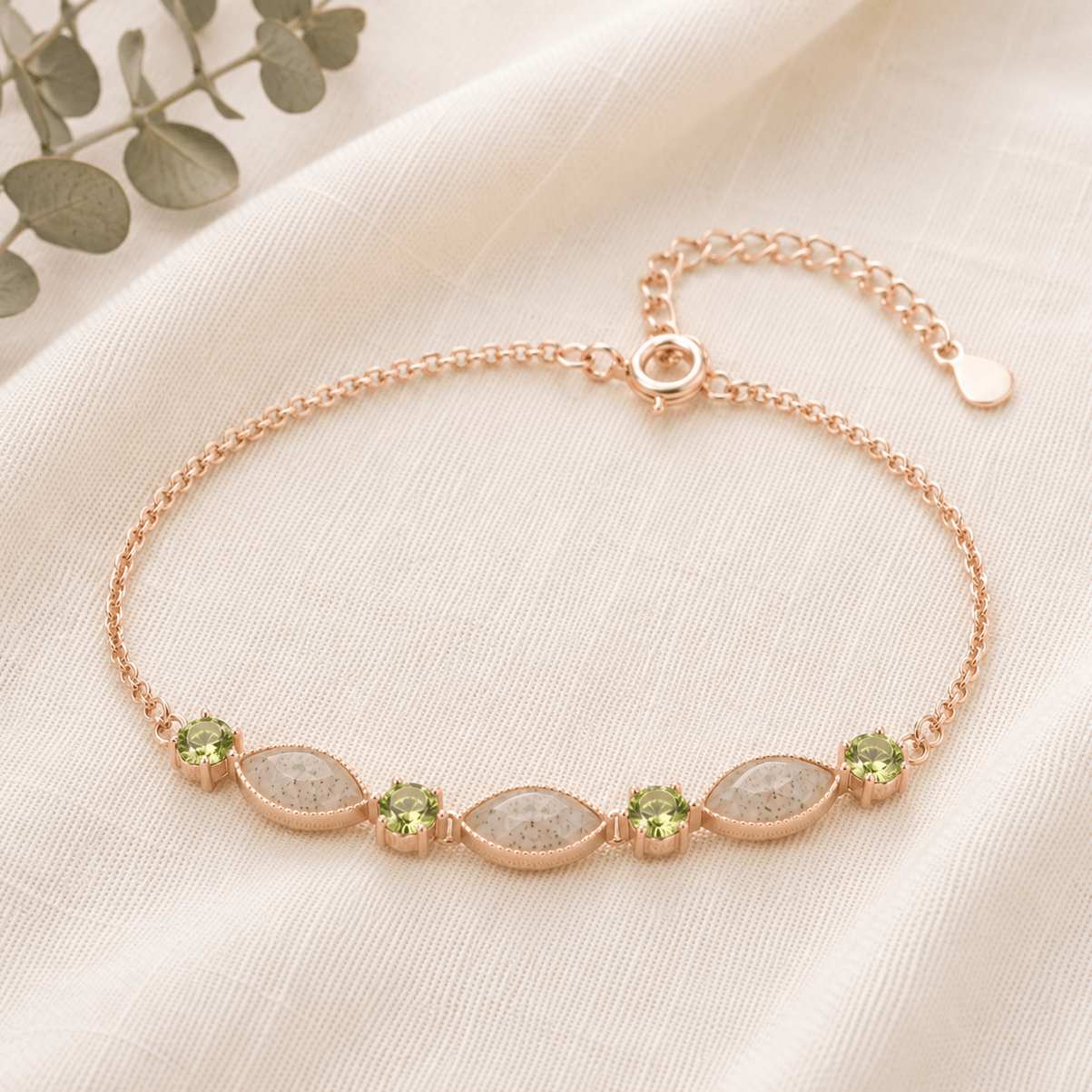 MARQUISE BIRTH MONTH BRACELET with cremation ashes and coloured cz