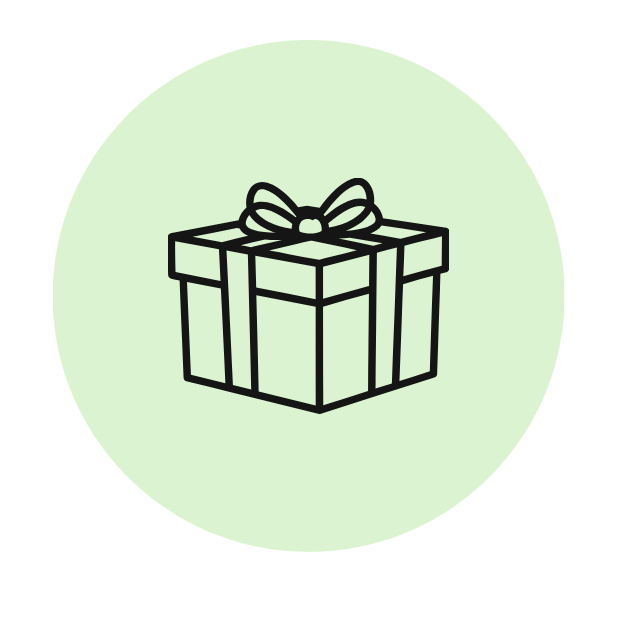 Gift box icon with a bow on a light green circle, labeled 'Luxurious Packaging'.