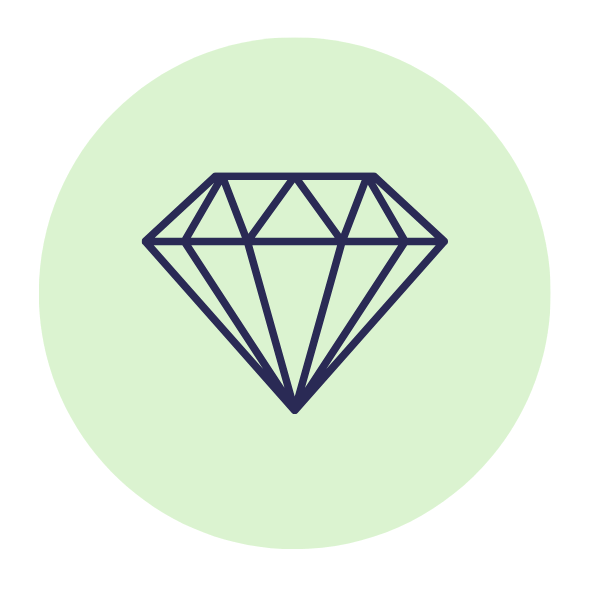Diamond icon on a light green circle with 'Fully Customisable' text below.