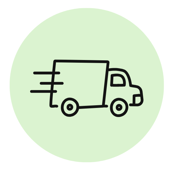 Icon of a delivery truck with 'Free Australian Delivery' text on a light green circle