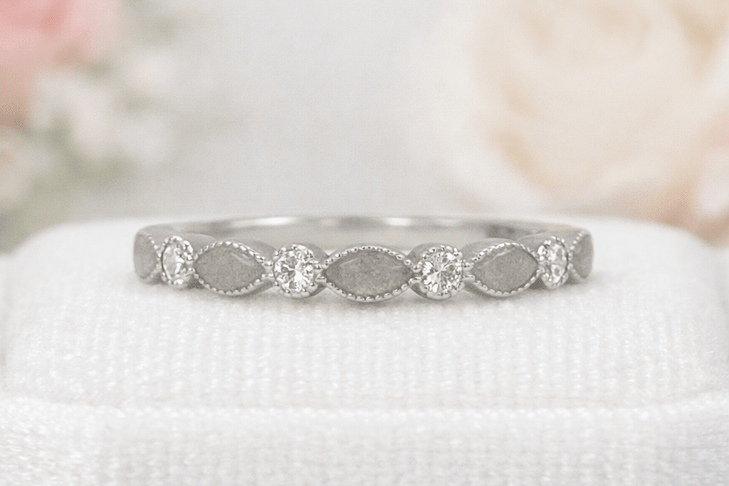 Devotion Marquise Eternity Ring made from solid silver, personalised with cremation ash keepsake stones